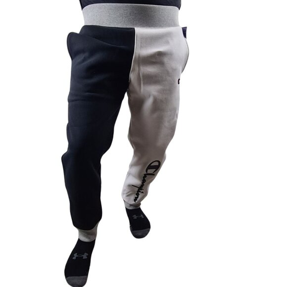 Champion Men's Reverse Weave Joggers Fleece Black White - Picture 2 of 15